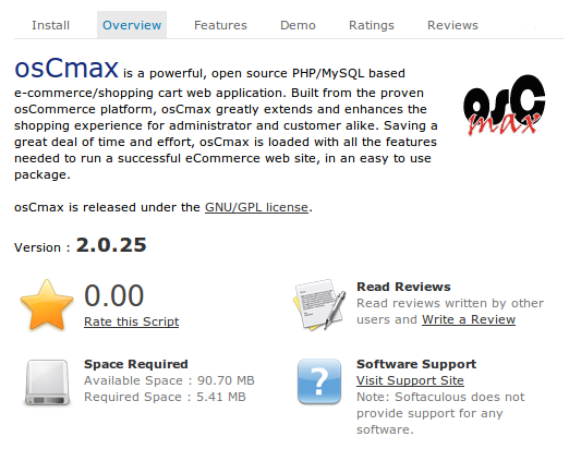 Softaculous osCmax Installer